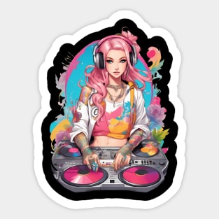 Underground Rave Party DJ Girl Sticker